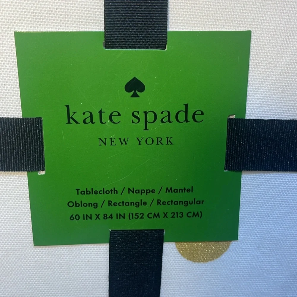 Kate Spade GOLD DOTS Tablecloth 60”x84” White w/ Gold Dots 100% Cotton NWT